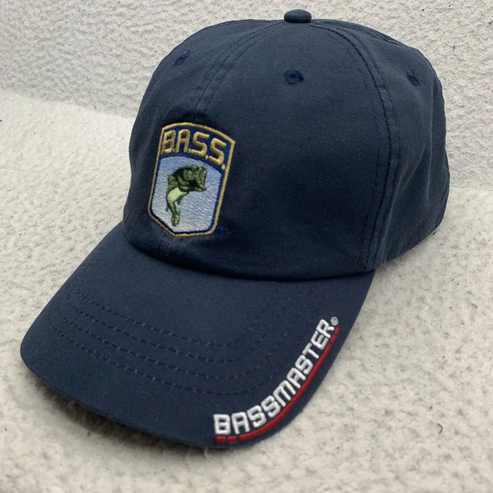 Bass Master Baseball‎ Hat Mens Strapback OSFM Fishing Outdoors Navy Blue Dad Cap